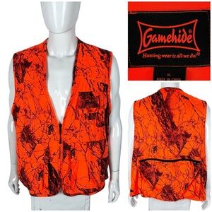 Gamehide Orange Naked North Camo Hunting Mens XL Vest Padded Zip Pockets EUC